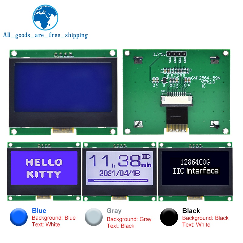I2C Lcd Display - 1/3PCS 12864 IIC LCD 모듈 128X64