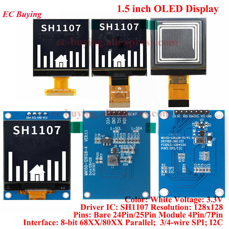 1.5인치 OLED LCD 화이트 디스플레이 모듈 1. - I2C Lcd Display 리뷰 및 가격
